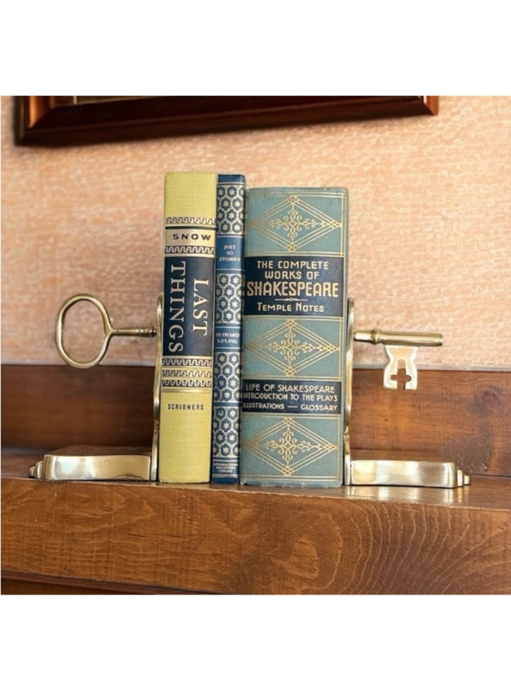 Vintage Brass Skeleton Key Bookends Gold Book Ends